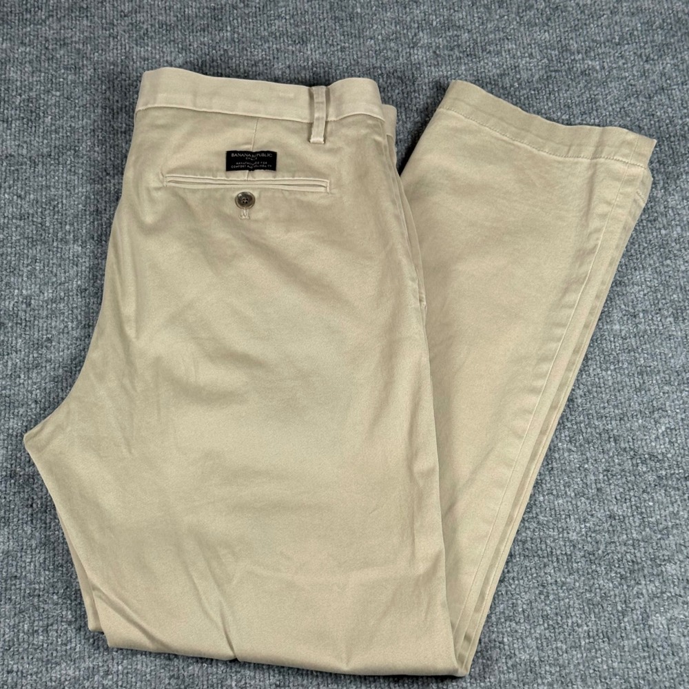Banana Republic Aiden Slim Fit Chino Pants 34x32 Beige Trousers Workwear Preppy